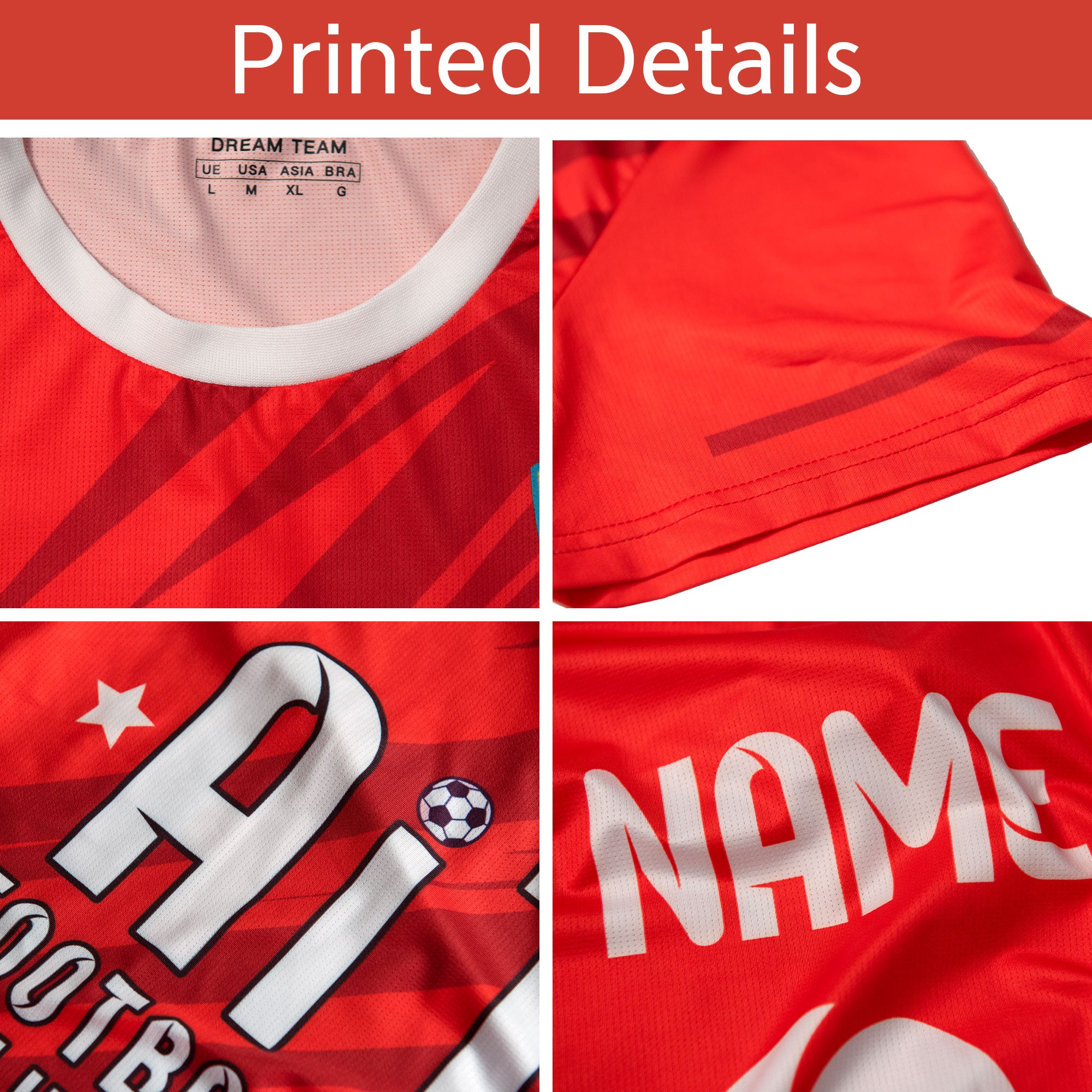 Custom Red White Sport Soccer Tops Jersey