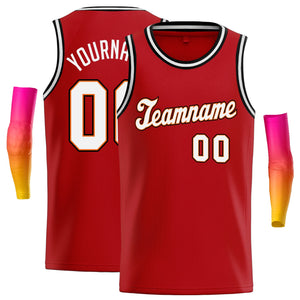 Débardeur classique personnalisé rouge blanc-noir, maillot de basket-ball