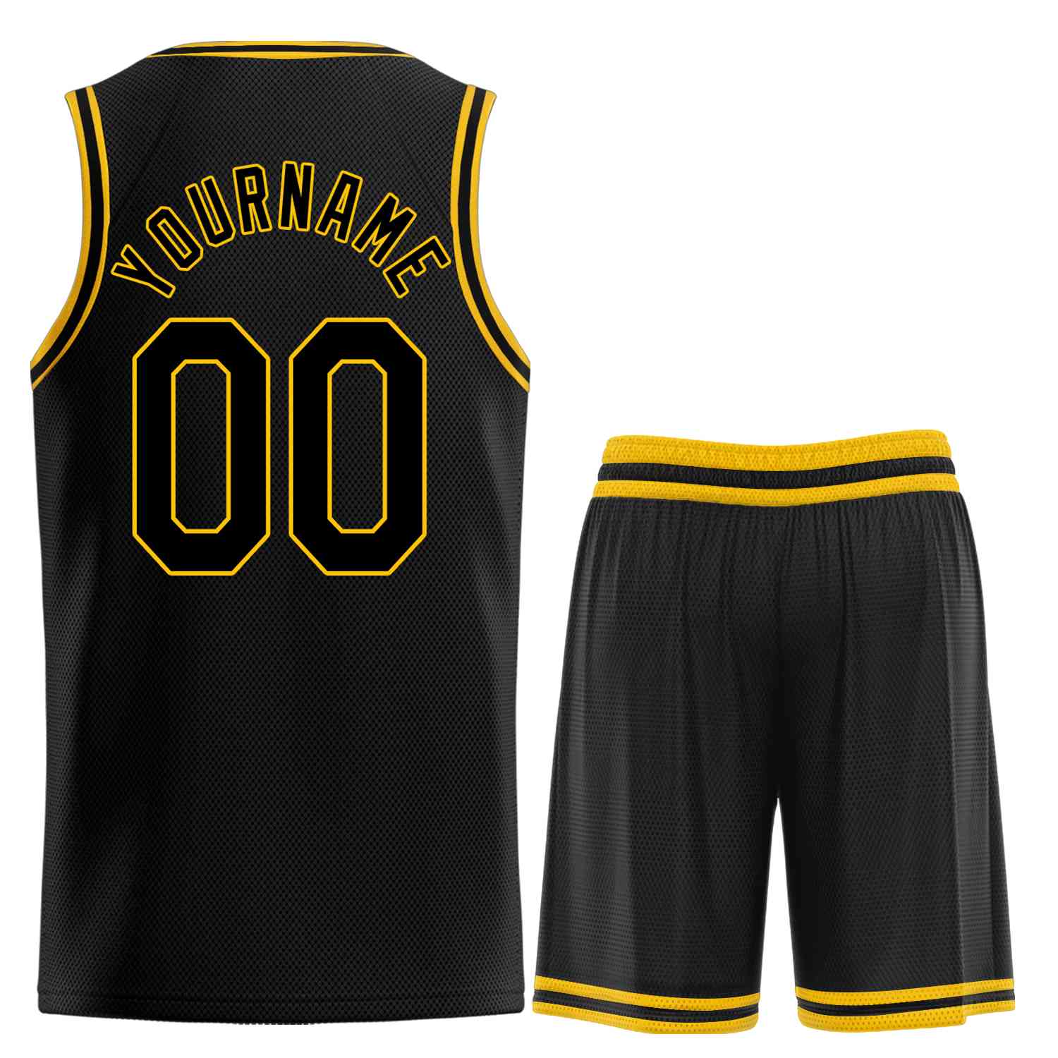 Le classique uniforme de sport de guérison jaune noir personnalisé définit le maillot de basket-ball