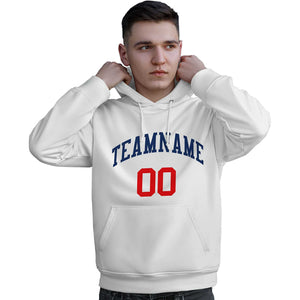 Custom White Navy-Red Classic Style Personalized Sport Pullover Hoodie