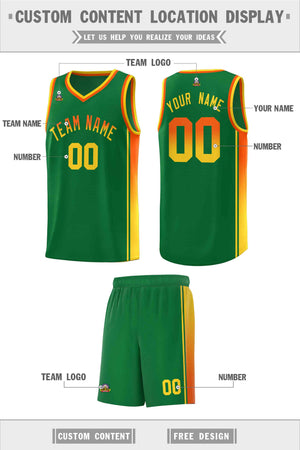 Custom Kelly Green Orange-Gold Gradient Fashion Sports Uniform Basketball Jersey