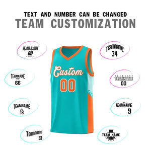 Custom Green White-Orange Side Stripe Fashion Sports Uniform Basketball Jersey