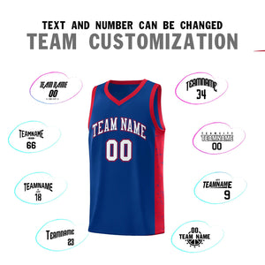 Custom Royal White-Royal Side Splash Sports Uniform Basketball Jersey