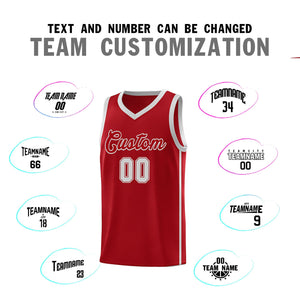 Custom Red Gray Side Two Bars Sports Uniform Basketball Jersey