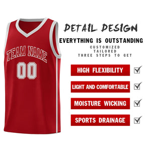 Custom Red Gray Side Two Bars Sports Uniform Basketball Jersey