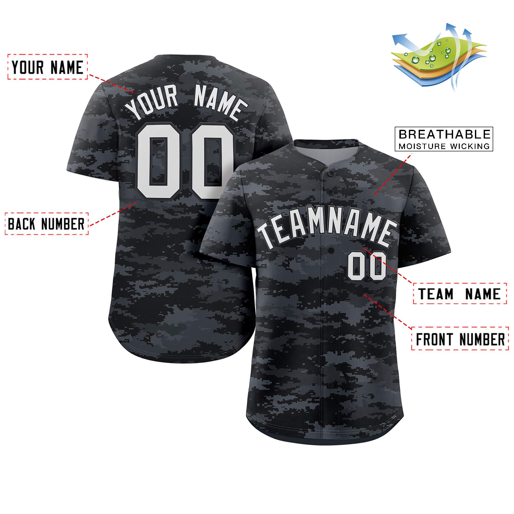 Custom Camo White Gray Authentic Baseball Jersey