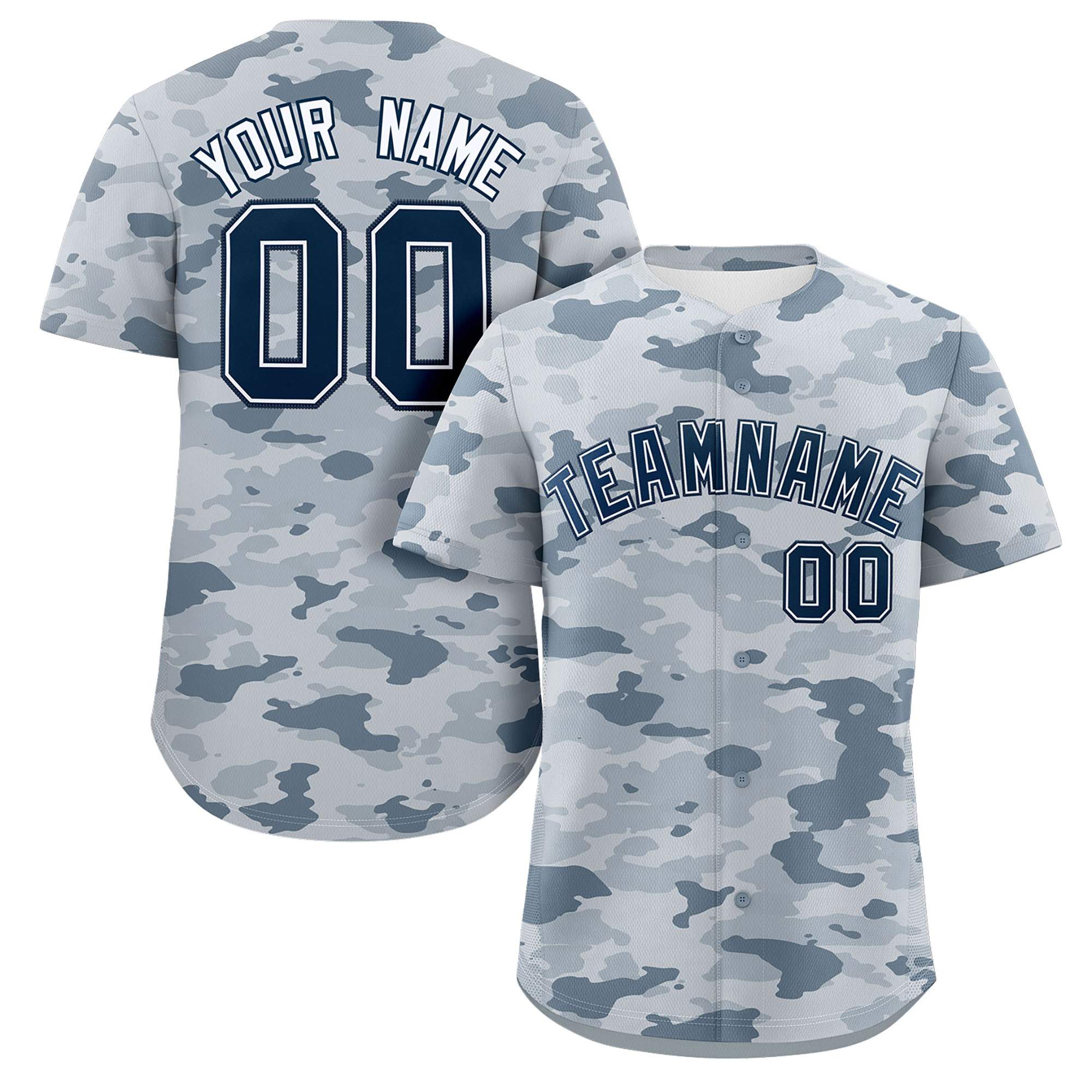 Custom Camo Navy White Authentic Baseball Jersey