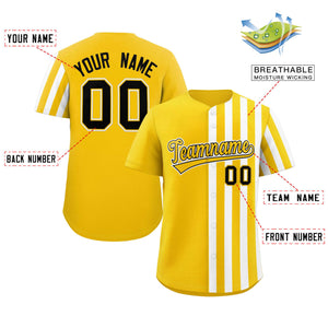 Custom Gold White Thick Stripe Fashion Design Authentic Baseball Jersey