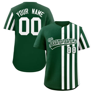 Custom Green White Thick Stripe Fashion Design Authentic Baseball Jersey