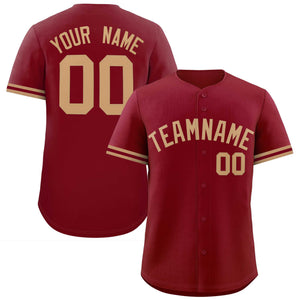 Custom Crimson Old Gold Full Button Design Authentic Baseball Jersey