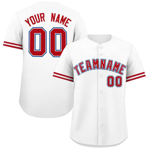 Custom White Red Full Button Design Authentic Baseball Jersey