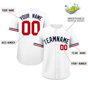 Custom White Navy Full Button Design Authentic Baseball Jersey