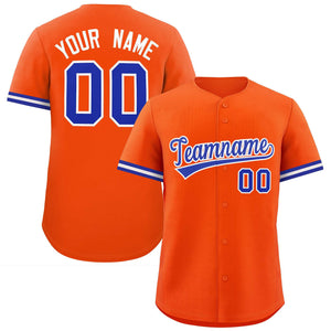 Custom Orange Royal Full Button Design Authentic Baseball Jersey