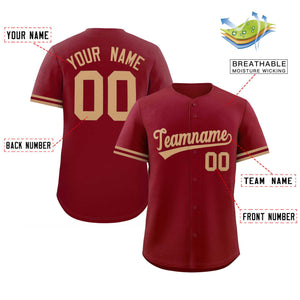 Custom Crimson Old Gold Full Button Design Authentic Baseball Jersey