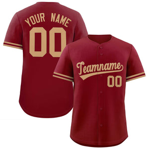 Custom Crimson Old Gold Full Button Design Authentic Baseball Jersey