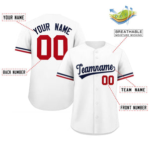 Custom White Navy Full Button Design Authentic Baseball Jersey