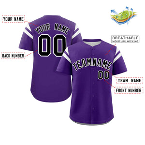 Custom Purple Black-White Classic Style Personalized Full Button Authentic Baseball Jersey