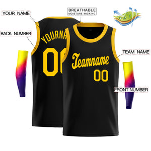 Custom Black Yellow Classic Tops Sport Game Basketball Jersey