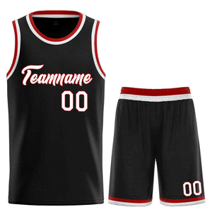 Uniforme de sport personnalisé noir blanc-rouge, ensembles classiques de basket-ball, maillot de basket-ball