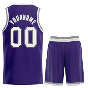 Ensembles classiques violets blancs-noirs personnalisés, maillot de basket-ball uniforme de sport