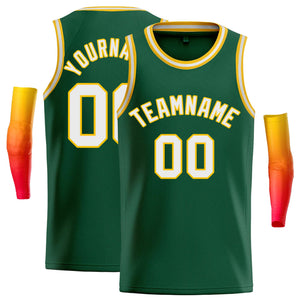 Maillot de basket-ball décontracté, haut classique vert blanc-jaune personnalisé