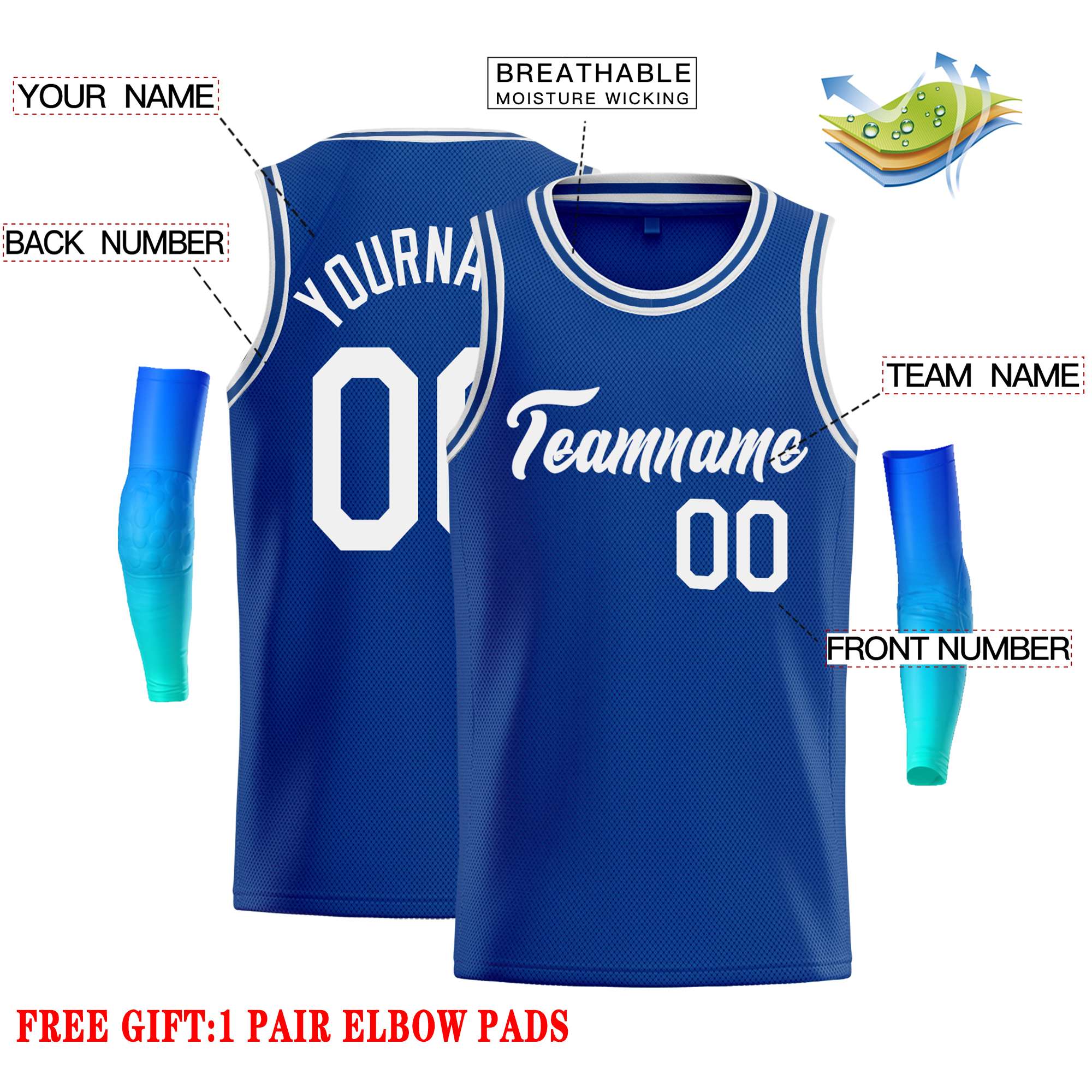 Custom Royal White Classic Tops Casual Basketball Jersey