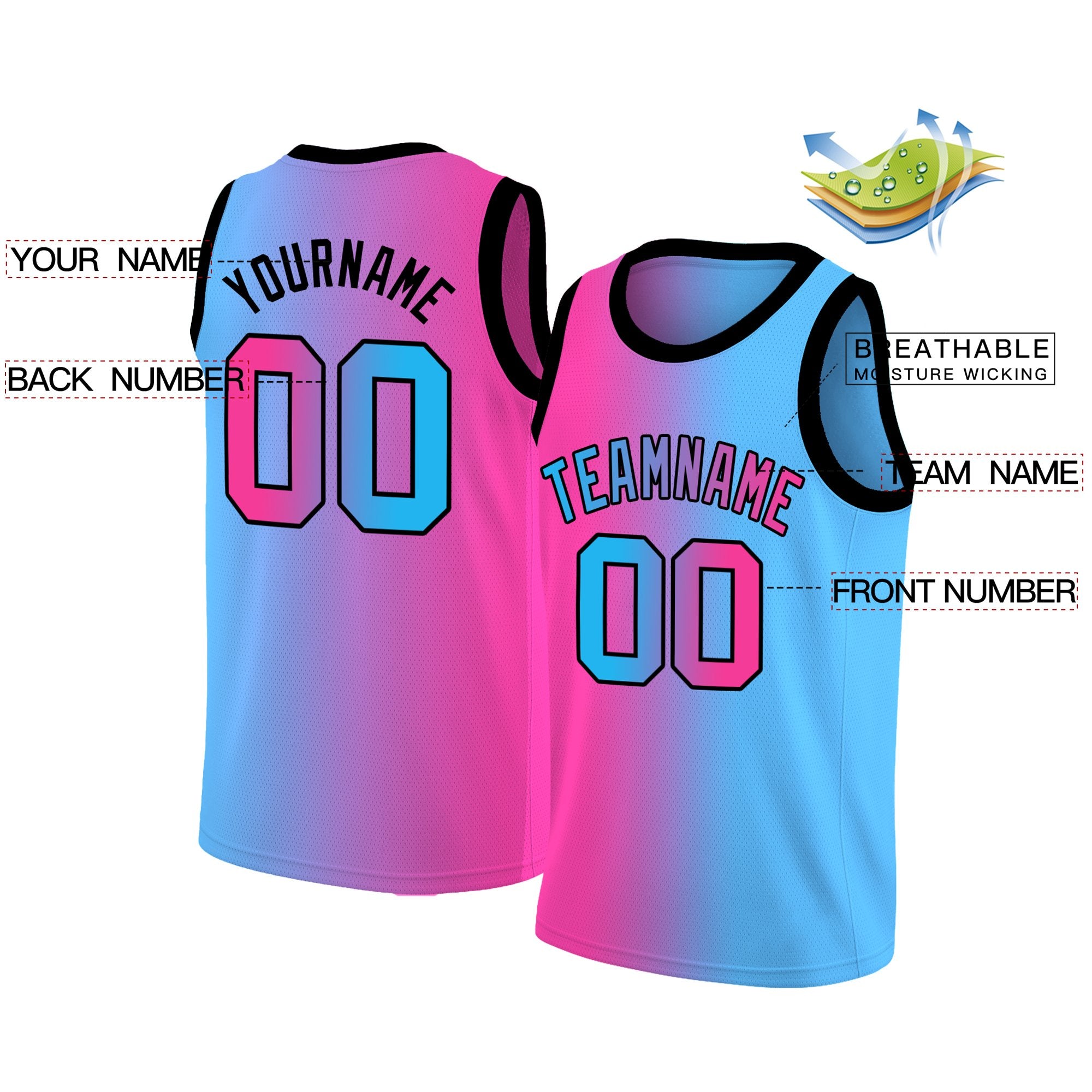 Pink And Blue Basketball Jersey