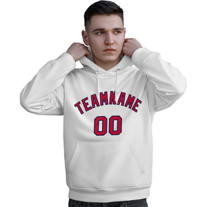 Custom White Red-Navy Classic Style Personalized Sport Pullover Hoodie