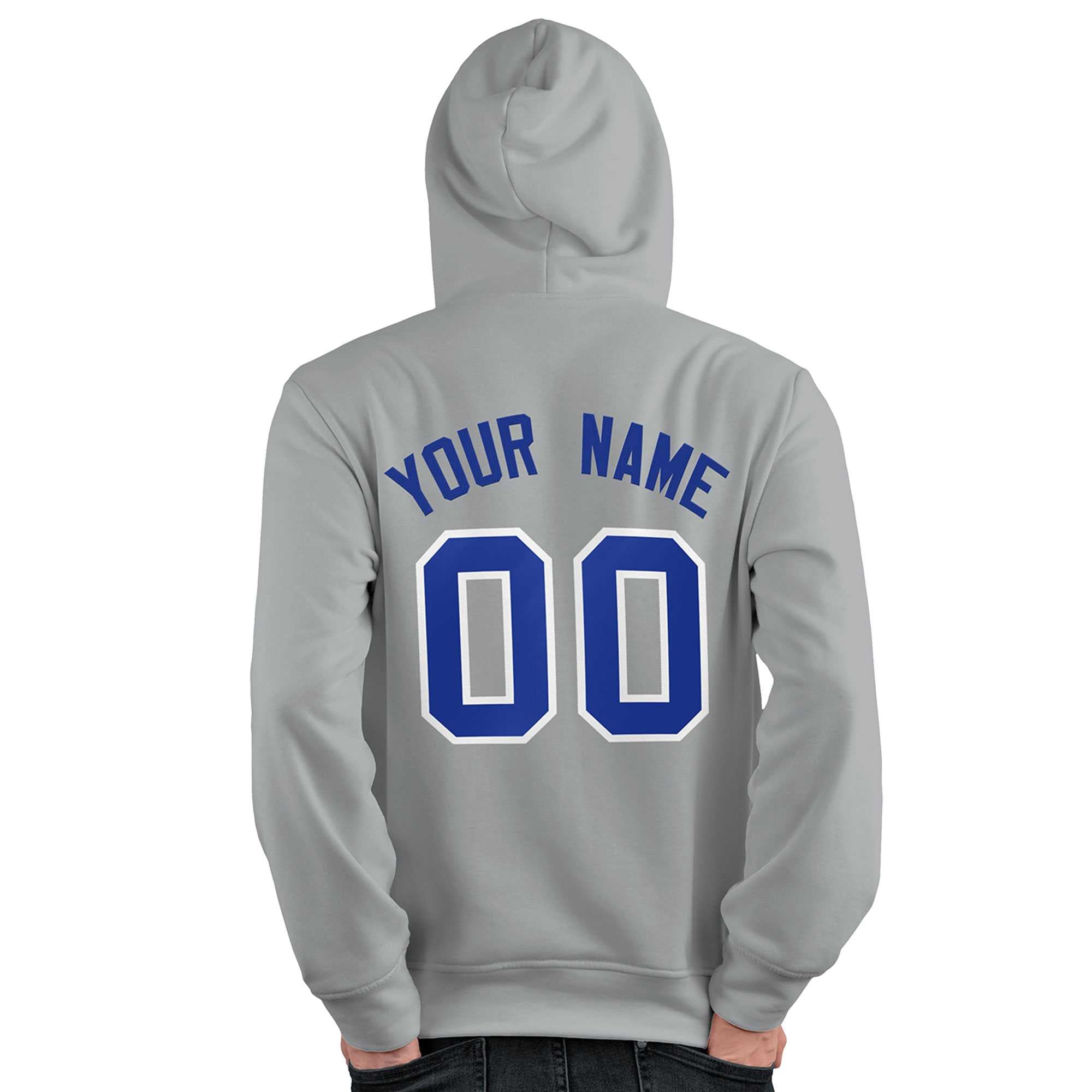 Custom Gray Royal-White Classic Style Personalized Sport Pullover Hoodie