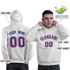 Custom White Royal-Red Classic Style Personalized Sport Pullover Hoodie