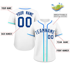 Custom White Royal Personalized Gradient Ribbed Design Authentic Baseball Jersey