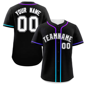 Custom Black White Personalized Gradient Ribbed Design Authentic Baseball Jersey