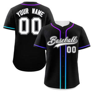 Custom Black White Personalized Gradient Ribbed Design Authentic Baseball Jersey