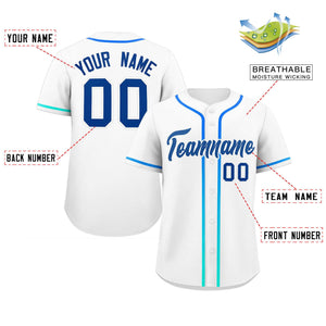 Custom White Royal Personalized Gradient Ribbed Design Authentic Baseball Jersey