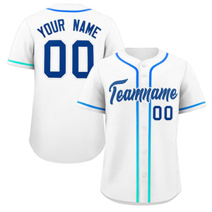 Custom White Royal Personalized Gradient Ribbed Design Authentic Baseball Jersey