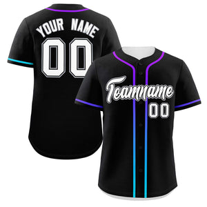 Custom Black White Personalized Gradient Ribbed Design Authentic Baseball Jersey