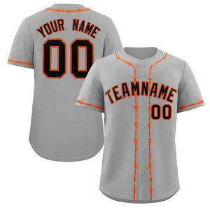 Custom Gray Orange Thorns Ribbed Classic Style Authentic Baseball Jersey