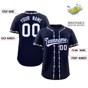 Custom Navy White Thorns Ribbed Classic Style Authentic Baseball Jersey