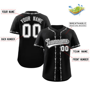 Custom Black Gray Thorns Ribbed Classic Style Authentic Baseball Jersey