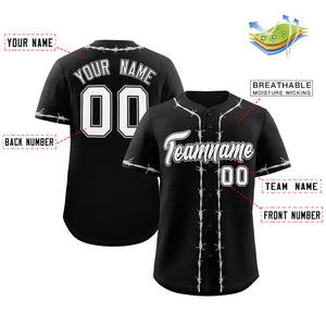 Custom Black Gray Thorns Ribbed Classic Style Authentic Baseball Jersey