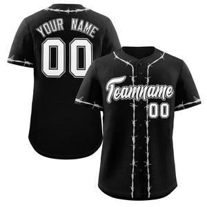 Custom Black Gray Thorns Ribbed Classic Style Authentic Baseball Jersey