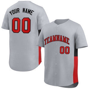 Custom Gray Red-Black Personalized Side Two-Tone Design Authentic Baseball Jersey