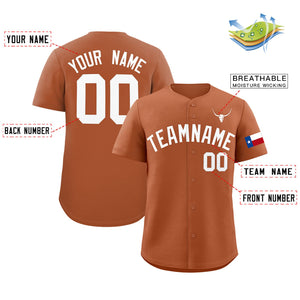 Custom Orange White Texas Flag Classic Style Authentic Baseball Jersey