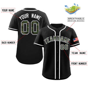 Custom Black Personalized Camo Font Authentic Baseball Jersey