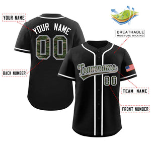 Custom Black Personalized Camo Font Authentic Baseball Jersey