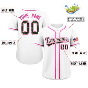 Custom White Personalized Camo Font Authentic Baseball Jersey