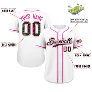 Custom White Personalized Camo Font Authentic Baseball Jersey