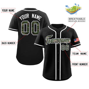 Custom Black Personalized Camo Font Authentic Baseball Jersey