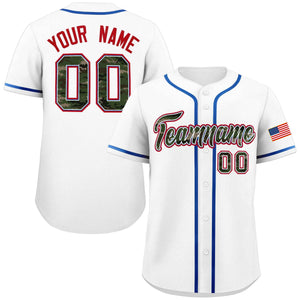 Custom White Personalized Camo Font Authentic Baseball Jersey