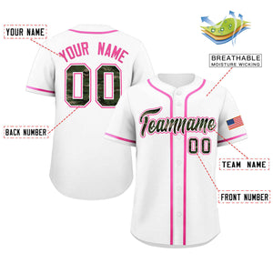 Custom White Personalized Camo Font Authentic Baseball Jersey